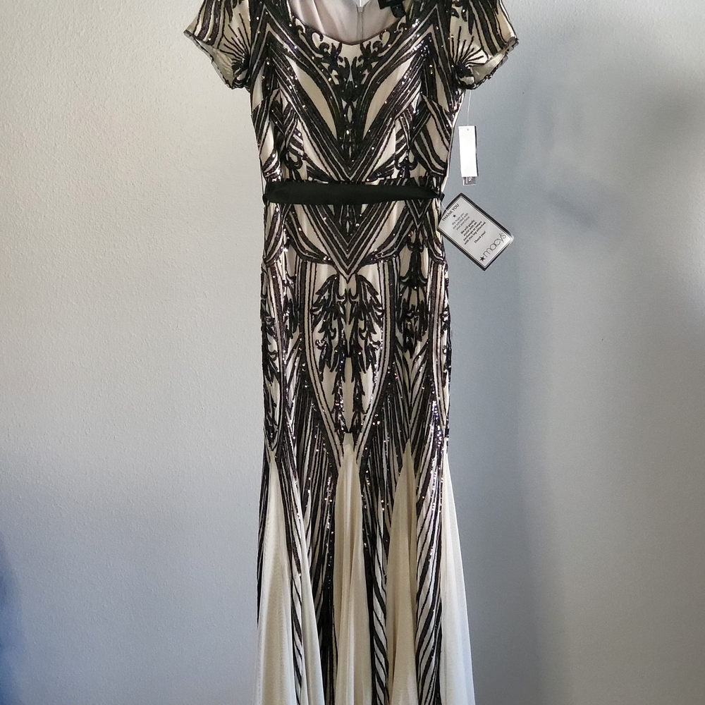 Elegant Black and Cream Beaded Dress